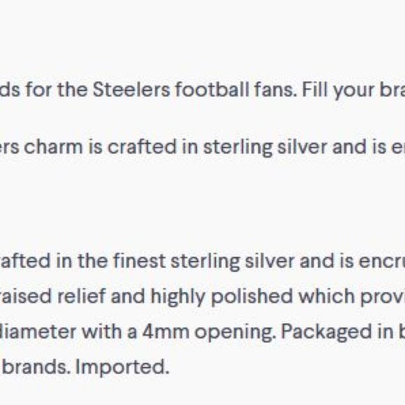 PITTSBURGH STEELERS STERLING SILVER BEAD CHARM - Picture 4 of 4